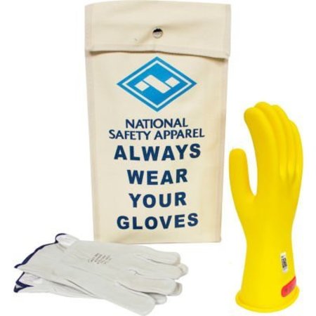 NATIONAL SAFETY APPAREL ArcGuard® Class 0 ArcGuard Rubber Voltage Glove Kit, Yellow, Size 10, KITGC0Y10 KITGC0Y10